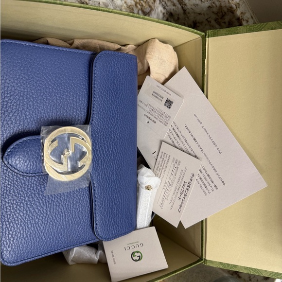 Brand New Gucci Interlocking G Pebbled Leather Shoulder/Crossbody Bag - Picture 12 of 12